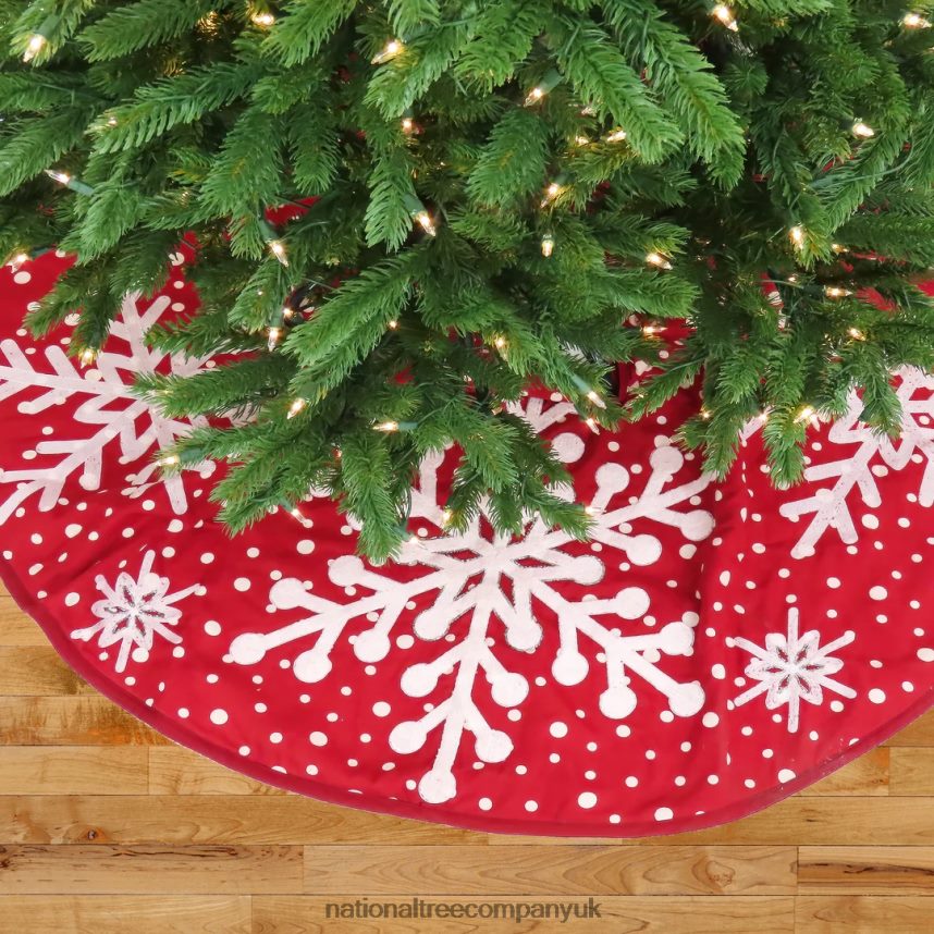 decoration | National Tree Company HGTV Home Collection 52\ Red Tree Skirt with Snowflake Embroidery and White Dots F2L4F571
